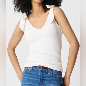 J.Crew Factory Women's Bow Shoulder Marine Salt (off White) Tank Top Sz S NWOT